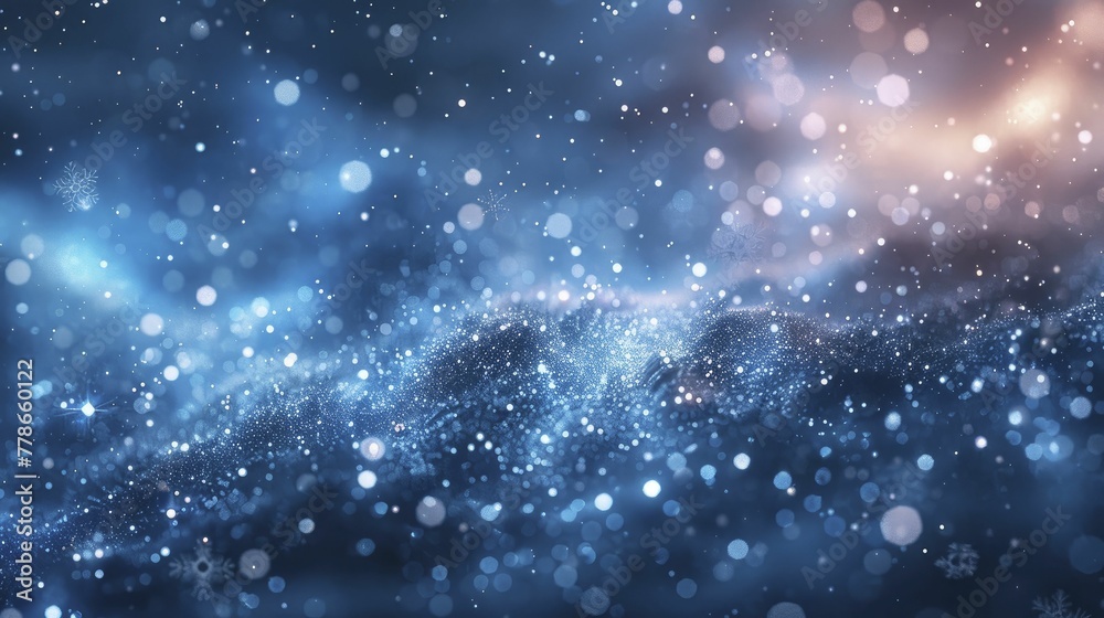 Snowflakes and Stars, A Cosmic Winter Sky Blended on a Digital Backdrop