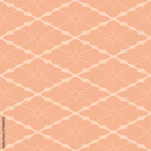 Seamless subtle pink vintage oriental floral diamonds pattern vector