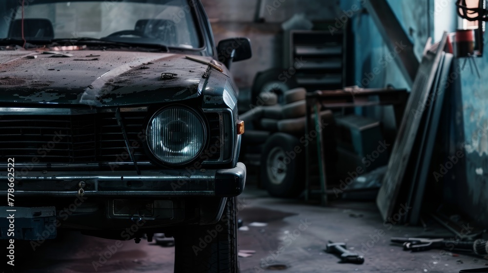 Car in auto repair shop Car in auto repair shop