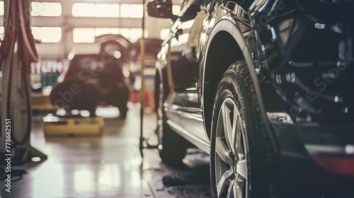 Car in auto repair shop 