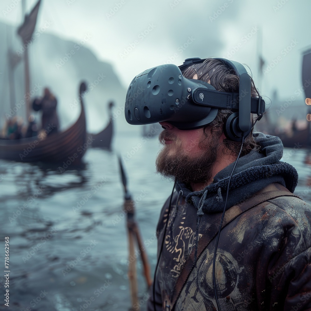Virtual reality exploration of lost Viking settlements - obrazy, fototapety, plakaty 