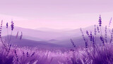 A serene digital illustration of a lavender field bathed in the soft, purplish glow of twilight, evoking calm and tranquility
