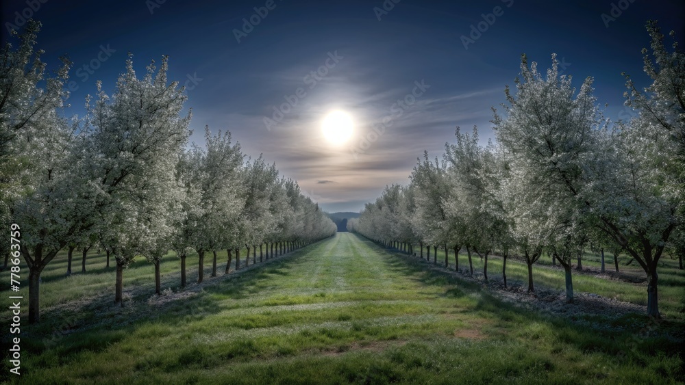 Beautiful blooming apple orchard on a sunny spring day. Beautiful blooming apple orchard on a sunny spring day.