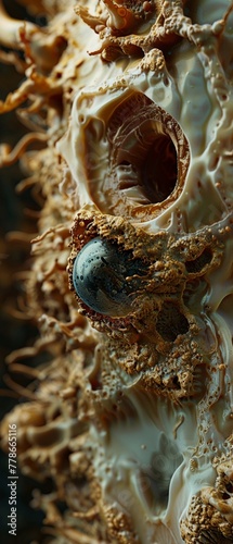 Gastric system with mechanical digestion aids embraced by earth texture photo