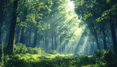 Forest backgrounds offer a sense of adventure and natural beauty. They can depict dense woodland scenes  sunlight filtering through foliage  towering trees