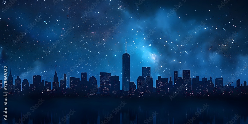 Captivating Cityscape Silhouetted Against a Starry Sky A Moment of Urban Tranquility and Wonder Captivating Cityscape Silhouetted Against a Starry Sky A Moment of Urban Tranquility and Wonder