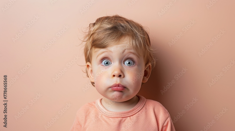 A young boy with a surprised and curious expression (funny looking people) A young boy with a surprised and curious expression (funny looking people)
