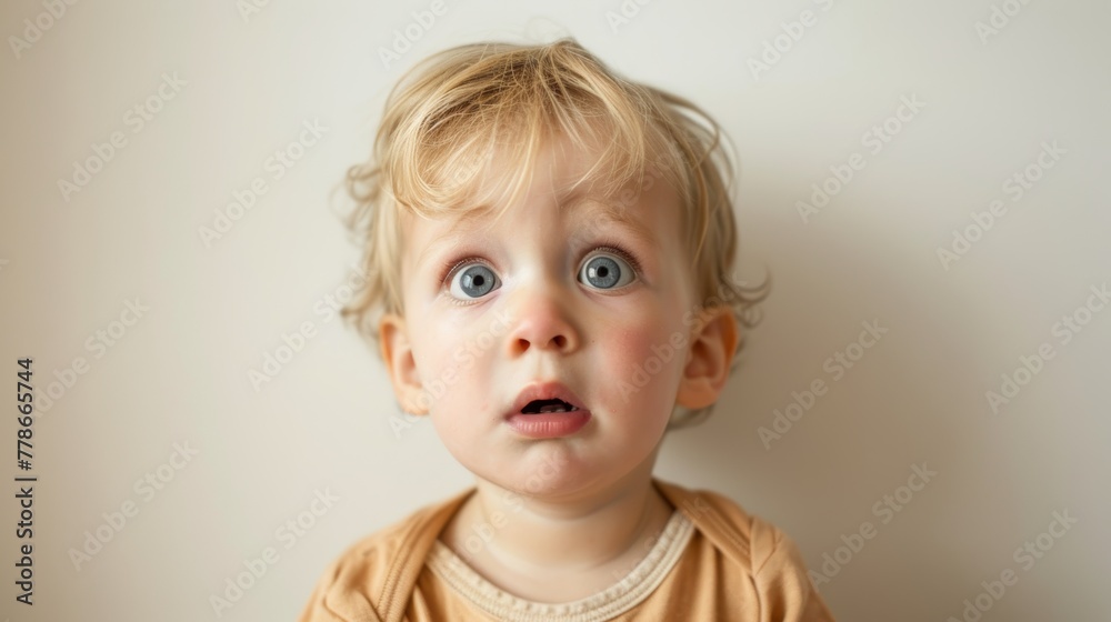 A young boy with a surprised and curious expression (funny looking people) A young boy with a surprised and curious expression (funny looking people)