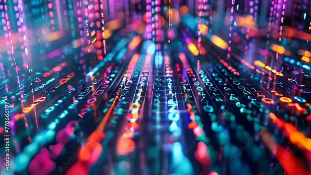 Colorful abstract digital lines and numbers
