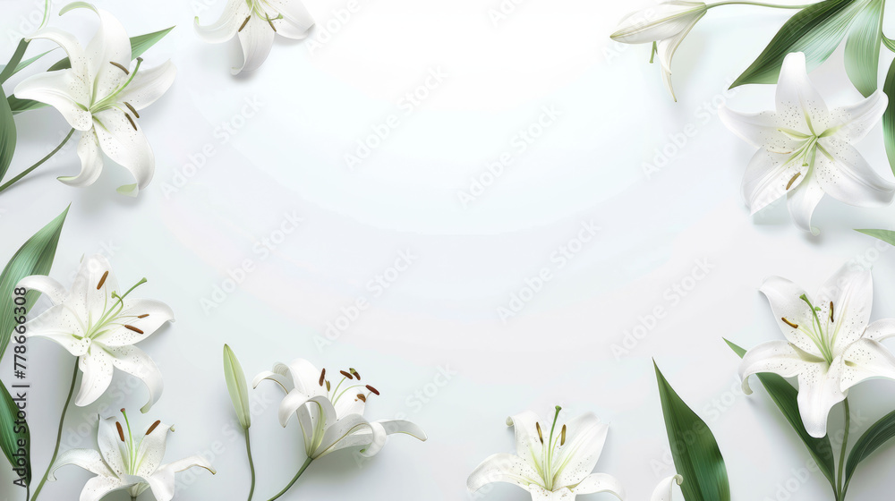 Sophisticated image showcasing stunning white lilies on a chic grey gradient, perfect for elegant backgrounds or designs