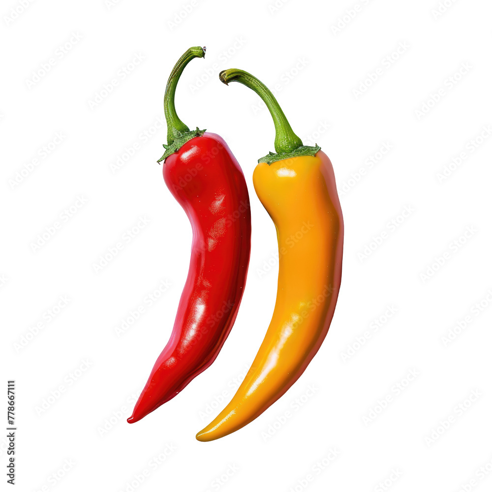Two chili peppers on a Transparent Background