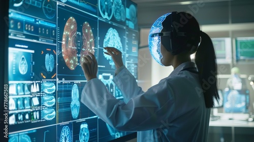 Medical professionals use an AI interface to simulate treatment outcomes, facilitating informed decision-making.