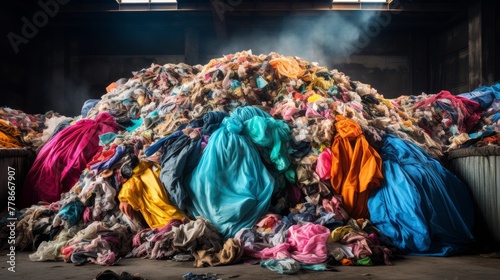 Clothing Scraps in Municipal Waste Sorting Facility 