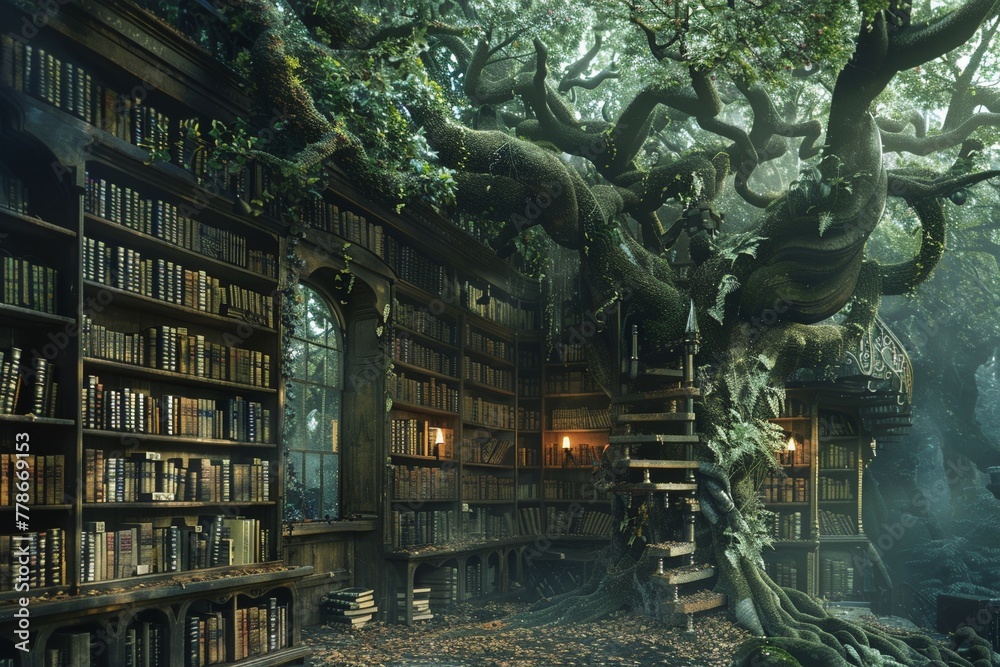 Ancient libraries in mystical realms Ancient libraries in mystical realms