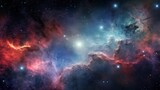 Colorful red blue nebula in space. 