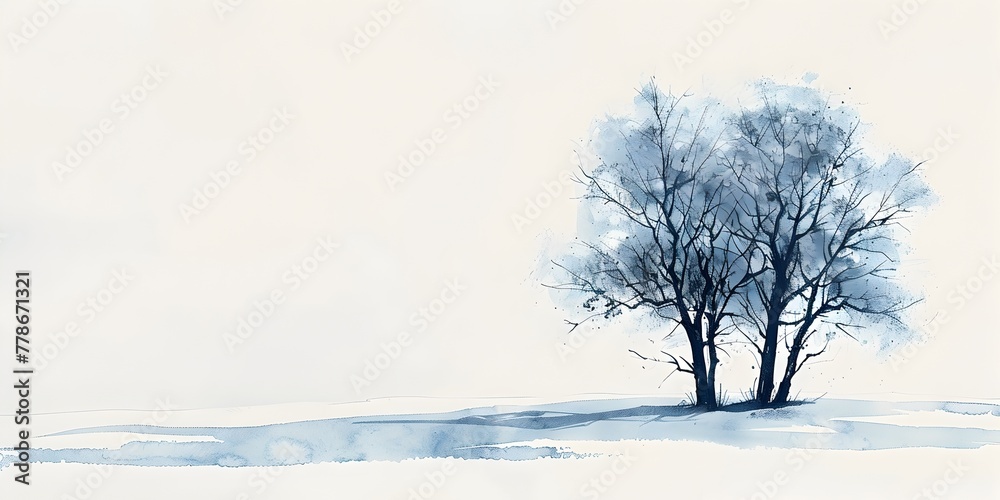 The Quiet Strength of Winter s Solitude Bare Trees Silhouetted Against a Snowy Backdrop Serene Minimalist Landscape The Quiet Strength of Winter s Solitude Bare Trees Silhouetted Against a Snowy Backdrop Serene Minimalist Landscape