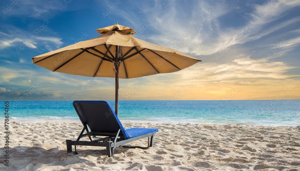 beach chair and umbrella on the beach sky view beach chair and umbrella on the beach sky view