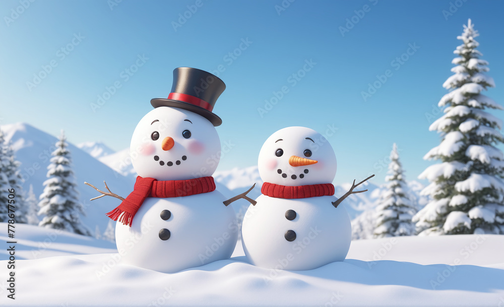 Cute snowman with copy space tint illustration , detailed Cute snowman with copy space tint illustration , detailed