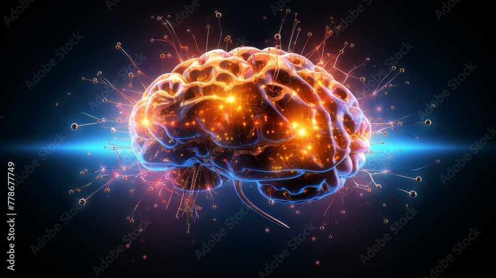Electrifying art of a fully lit brain showcasing a high - energy ...