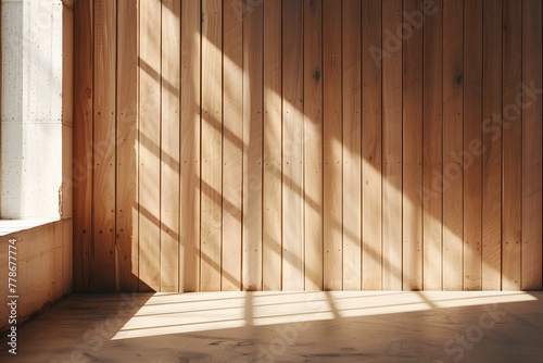 Abstract Design Background, the sun is hitting the wall in a wooden paneled room, in the style of light pink and light beige. For Design, Background, Cover, Poster, Banner, PPT, KV design, Wallpaper