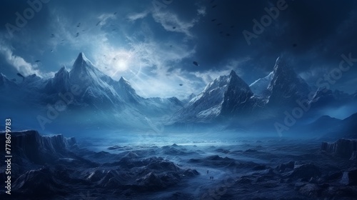 Fantasy landscape inspired by Norse mythology