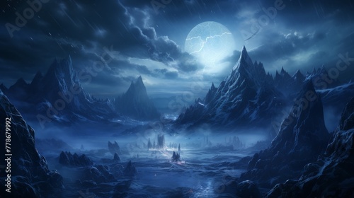 Fantasy landscape inspired by Norse mythology