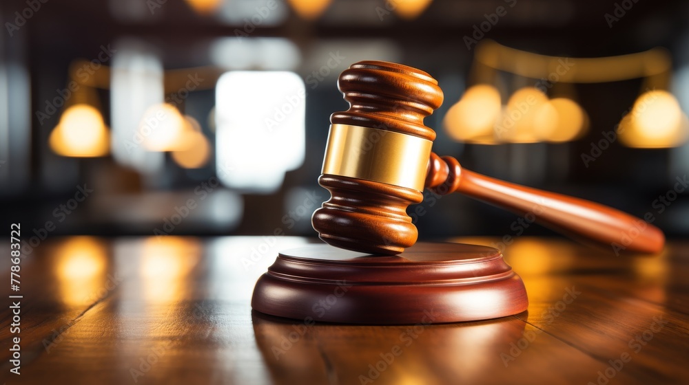 Gavel of the judge resting on a wooden table Gavel of the judge resting on a wooden table