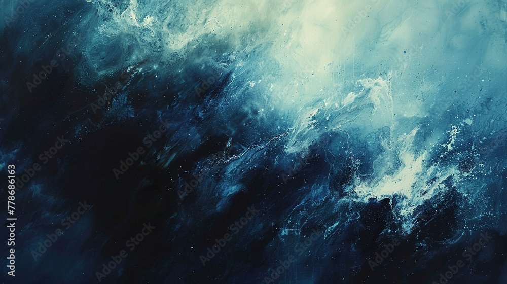 Abstract expression of a summer storm, with dark blues and flashes of white