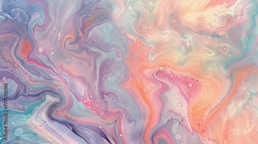 Soothing swirls of pastel, an abstract marbling oil paint journey