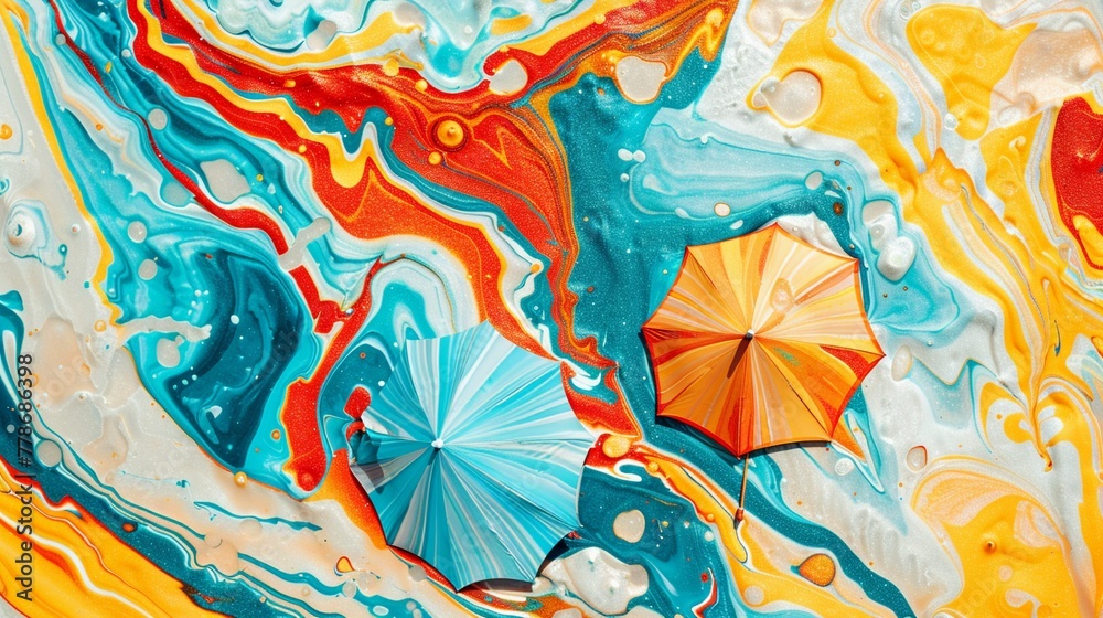 Vibrant marbling that mirrors a beach umbrellas summer shades