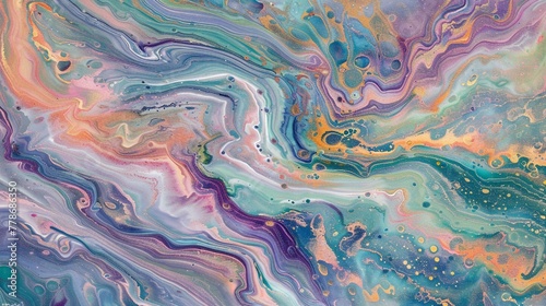 Soft pastel marbling ripples, oil paint floating in abstract thought
