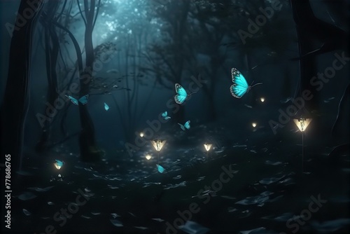 fireflies, butterflies, fluttering, nature, insects, wings, flying, night, glow, magical, outdoors, illuminated