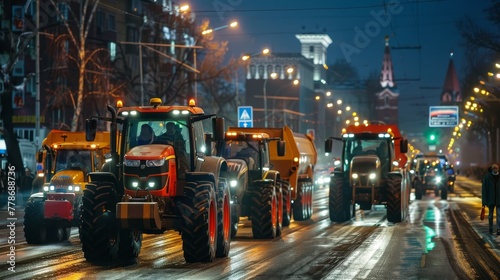  Heavy agricultural machinery in city