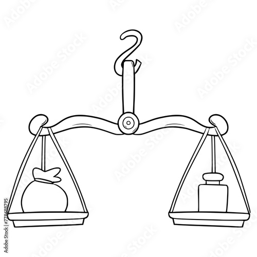 balanced scales illustration hand drawn outline vector