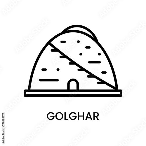 Golghar, Patna, Bihar, India. minimalist line art icon, historical landmark for web, mobile apps and UI.