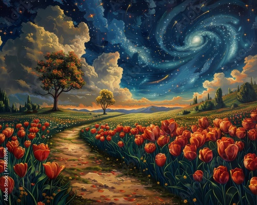 Space Travel lanes weave through Time Tangled Tulips