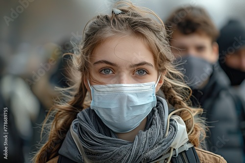 people wearing masks outdoors, emphasizing the need for protection against air pollution