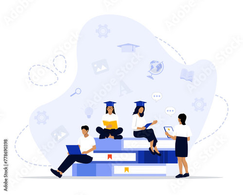 College project concept illustration. Suitable for landing page, ui, web, App intro card, editorial, flyer, 
and banner.