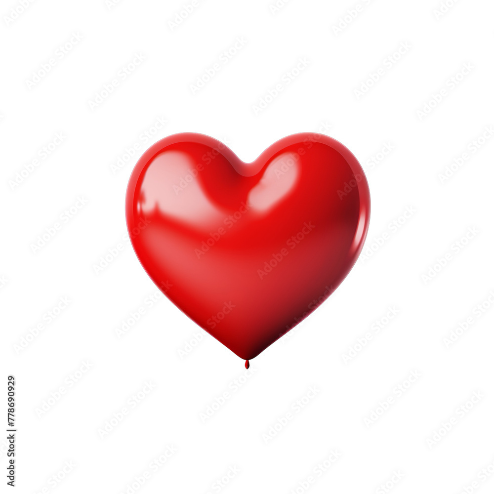 illustration of simple red heart, Isolated on transparent PNG background, Generative ai