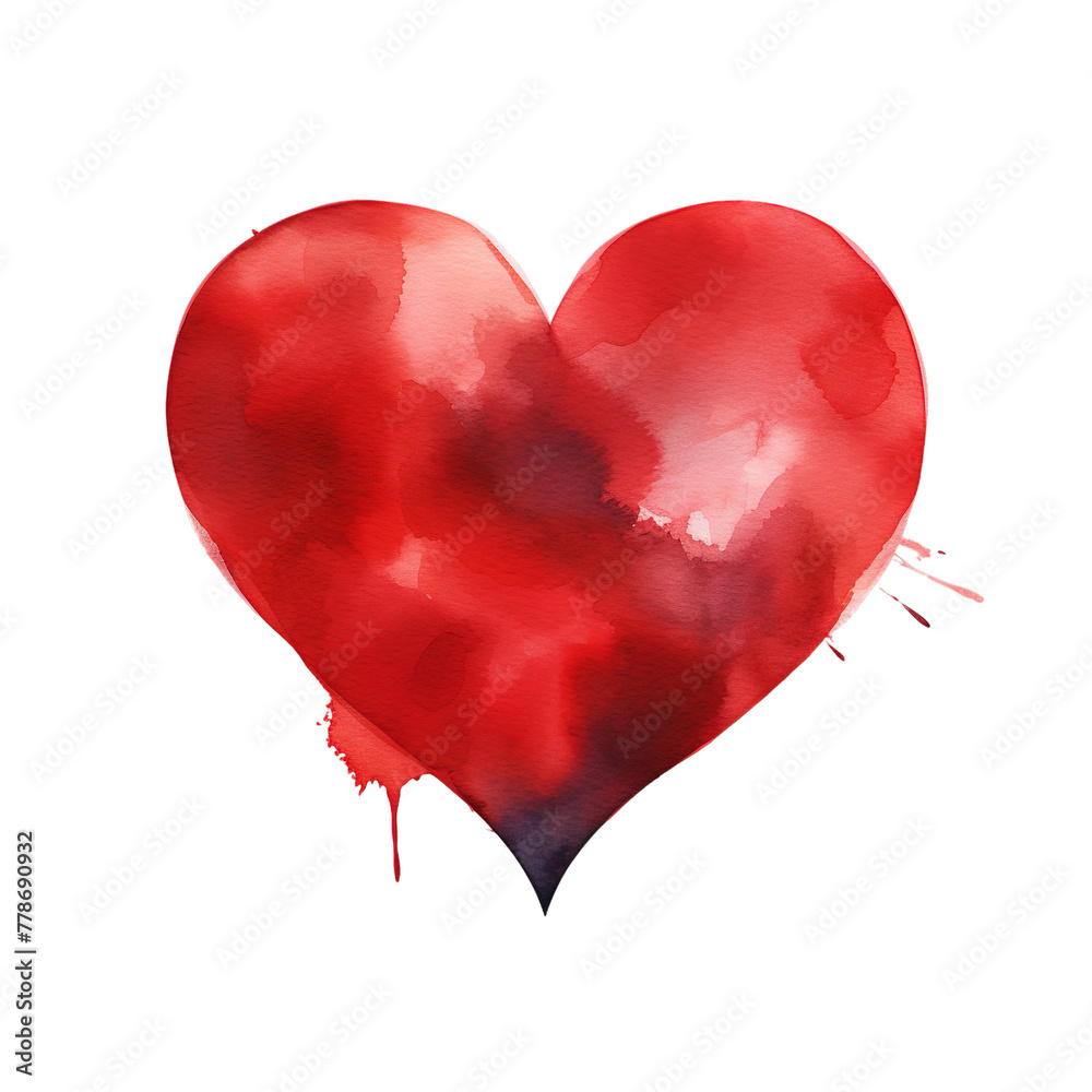 illustration of simple red heart, Isolated on transparent PNG background, Generative ai