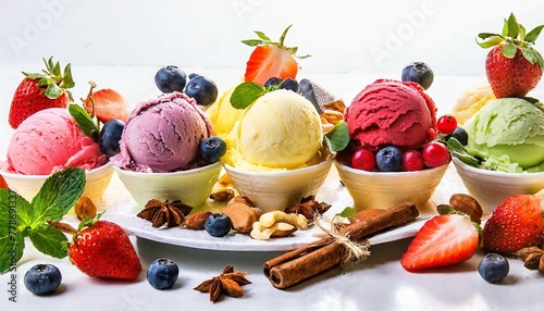 Chill Out  Colorful Ice Cream Scoops with Berry and Fruit Accents