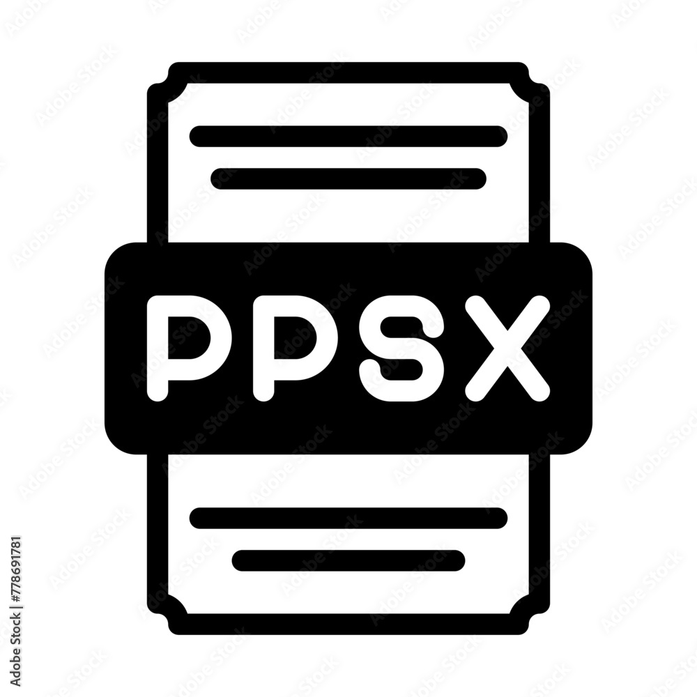 ppsx spreadsheet file icon with black fill design. vector illustration. ppsx spreadsheet file icon with black fill design. vector illustration.