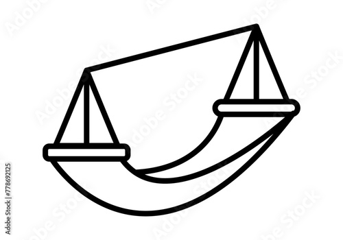 Icono negro de hamaca en fondo blanco.