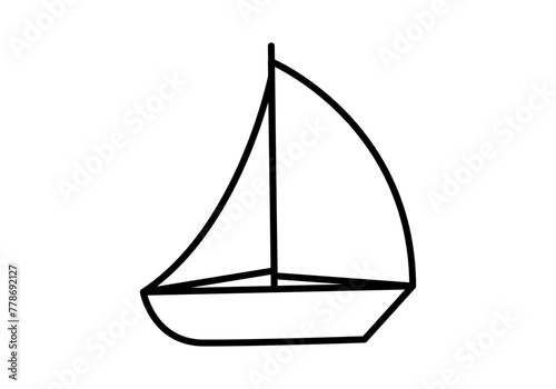 Icono negro de barco de vela en fondo blanco.