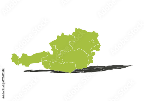 Mapa verde de Austria en fondo blanco. photo