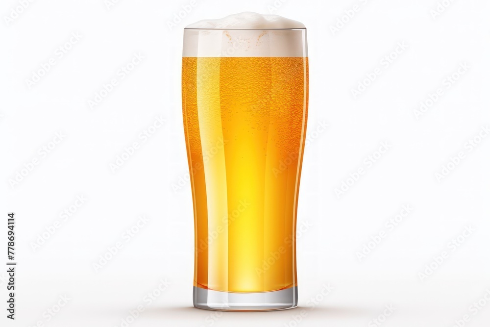 Glass of beer on a white background, realistic Glass of beer on a white background, realistic