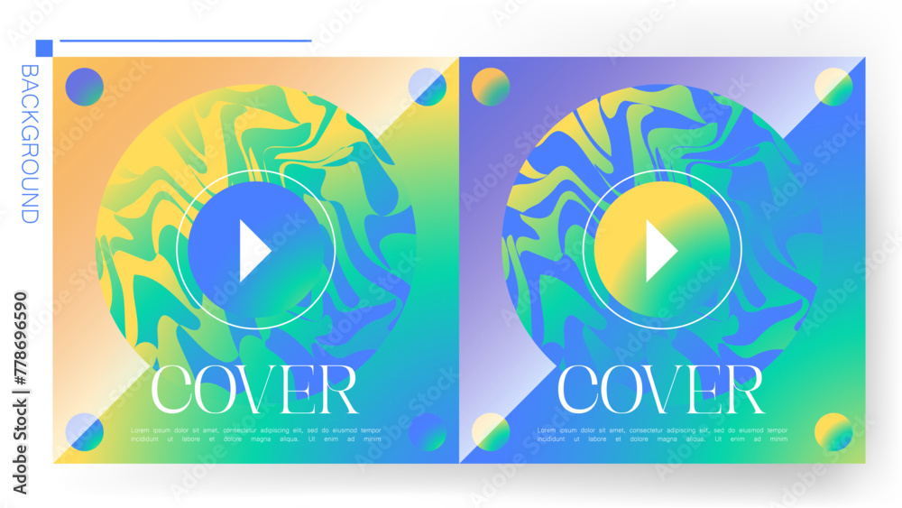 Naklejka premium Template for poster cover with gradient green to blue color abstract design. vector illustration. The concept design involves a collection of background colors