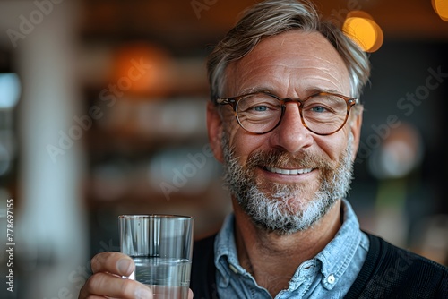Man With Glasses Holding Glass of Water