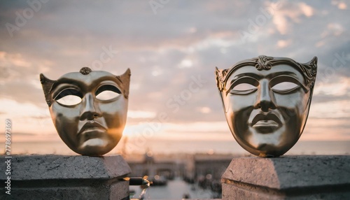 comedy and tragedy masks reflecting joy and sadness