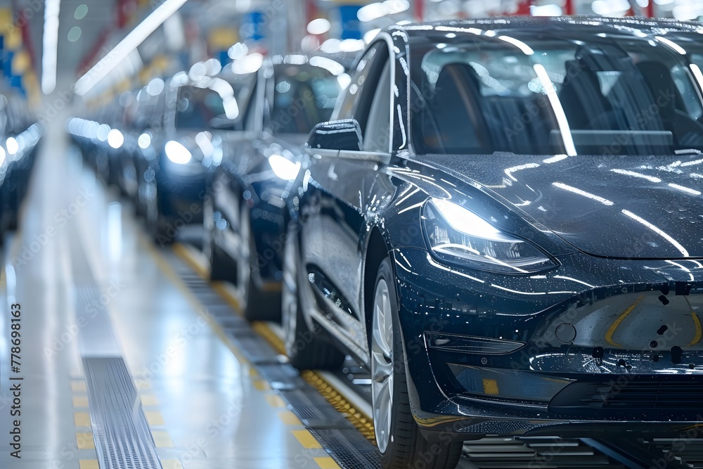 Cars Moving Along an Assembly Line Cars Moving Along an Assembly Line